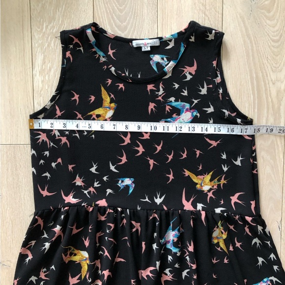 Vintage Desserts & Skirts Bird Print Chiffon Dress in Black Size S - Picture 8 of 10